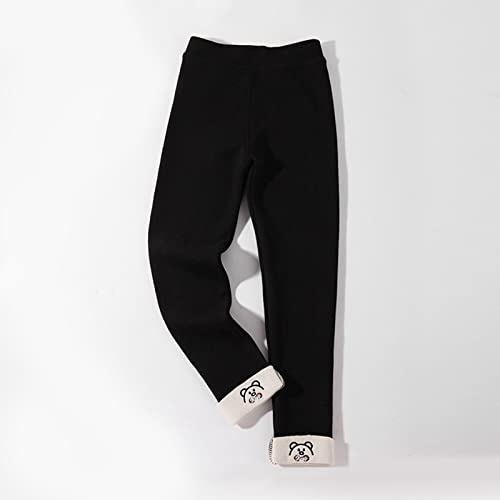 Girls Fleece Lined Leggings Casual Athletic Cuffed Hem Yoga Pants Dance High Waisted Solid Color Tights3