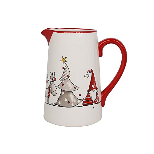Mazzeo Brocca Natalizia per Bevande in Ceramica con Gnomo, 16x17x12 cm Christmas