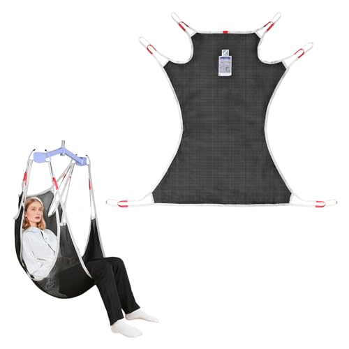 EHUCONELDEX Universal Full Body Patient Lift Sling for Transfers and Lifting,Mesh Sling for Elderly,Bedridden to Bathing SLW 500lbs (Black, Small)