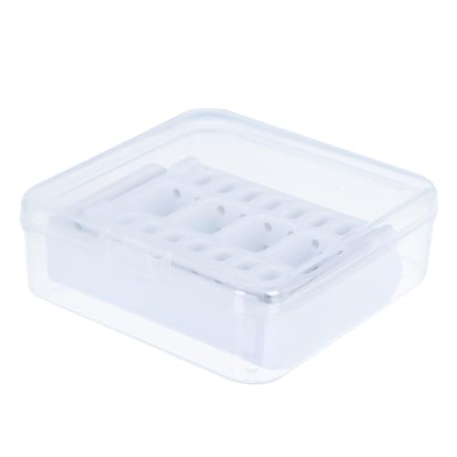 TOVINANNA 1個 ボックス 研磨ヘッド収納ボックス ネイルアートオーガナイザー かみそり ネイルドリルビットケース 爪 ネイルショップオーガナイザー ネイルドリルケース 棚はプラスチック 白い