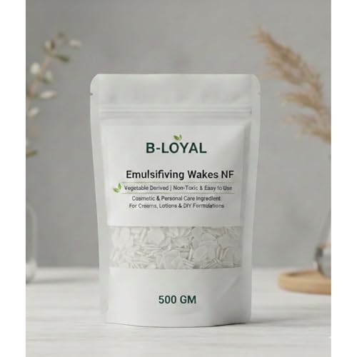 B-LOYAL Emulsifying Wax NF | Vegetable Derived | Non-Toxic & Easy to Use | Cosmetic & Personal Care Ingredient | For Creams, Lotions & DIY Formulations | 500 GM