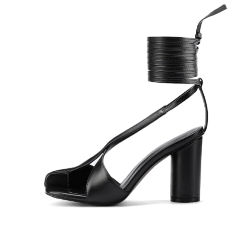 Image of perixir Gold Heels for Women, High Heels with Spiral, 4.17 inch Stiletto Heeled Sandals for Dressy Women, Lace Up Sandals Comfortable Slingback Sandal