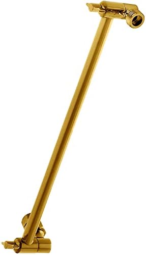 Shower Head Extension Arm by SparkPod - 16" Solid Brass Shower Arm Extension with Universal Connection to Showerheads - Easily Adjustable Shower Arm for Rain Showerheads (Egyptian Gold)