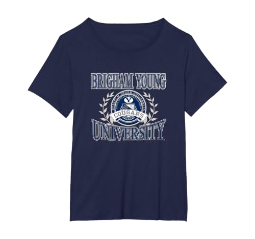 BYU Cougars Laurels Officially Licensed T-Shirt, Women's Plus, Navy Blue, 2X