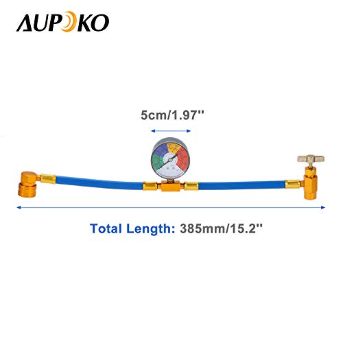 Aupoko R134A Ac Refrigerant Recharge Hose Kit, Auto Air Conditioning Kit, R12 To R134A Low Pressure Retrofit Valve With Dust Cap, Oil Detection Cottons For Ac Air Conditioning Refrigerant System #TOP3