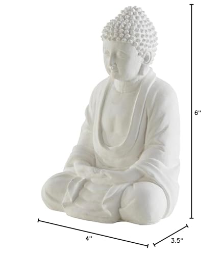 Figura Decorativa Buda Sentado 4x3.5x6 pulgadas blanca miniatura 4