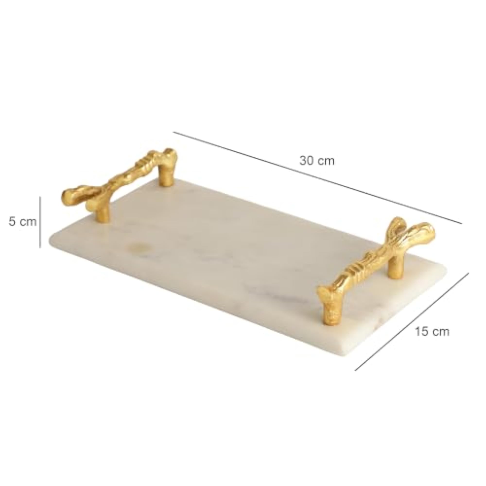 Gilded Elegance Marble Serving Tray
