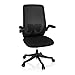 Produktbild hjh OFFICE 830106 Bürostuhl mit klappbaren Armlehnen Miko B Stoff Schreibtischstuhl mit Lordosenstütze und Netzrücken, Schwarz