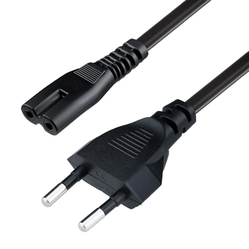 Tolesum 1.5M (4.9FT) Câble d'alimentation EU Plug C7 Bipolaire 2 Câble pour PS5 / PS4 / PS3 / Xbox Série X/S - Noir