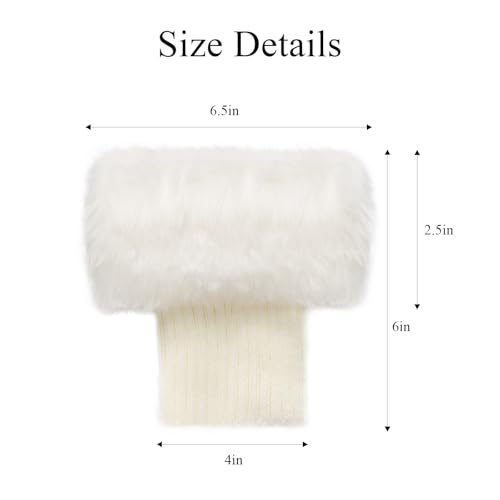 Image of Gvhntk Women Faux Fur Plush Leg Warmers Short Furry Fuzzy Leg Cuffs Women Winter Fuzzy Fur Knitted Boot Covers