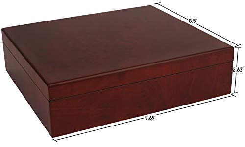 Mantello Cigar Humidor Humidifier Box Magnetic with Hygrometer - Holds (15-25 Cigars) - Elegant Cherry Finish, Spanish Cedar Interior - Storage Container Case