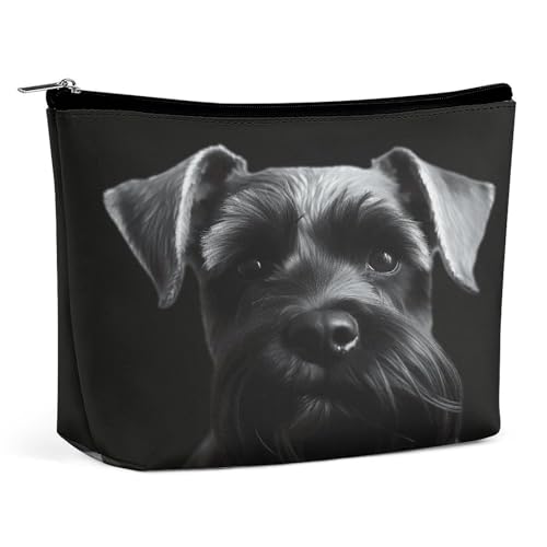 Trousse de toilette portable pour femme grand format motif chien