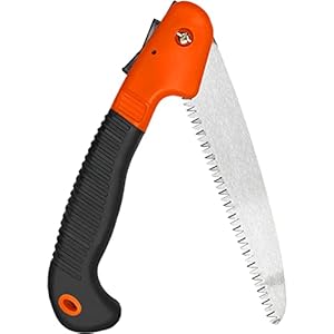 Newaner Astsägen, Handsäge, Outdoor-K... Sägeblattlänge 18cm Sägeblatt aus Stahl Säge zur Reparatur von Terrassengärten, Reisecamping, 39cm klappbare Säge (Orange)