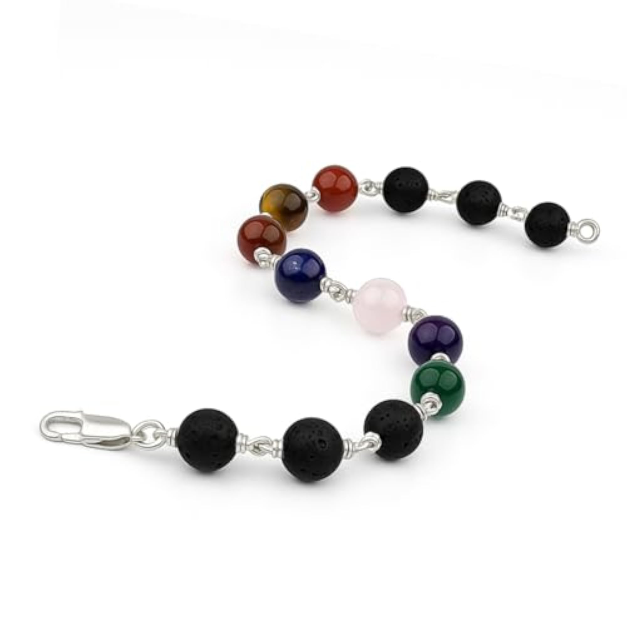 7 Chakra Bracelet 925 Sterling Silver Natural Stones