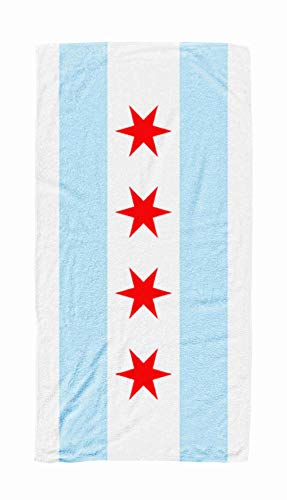 Shorping Kids,Baby,Women and Men Beach Towels Chicago Flag 30x60 Inch Large Pool Towels for Body Bath,Swimming,Travel,Camping,Sport,Blue White