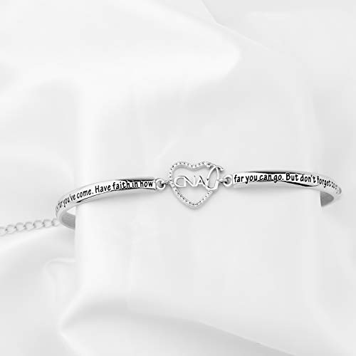 BNQL CNA Certified Nurse Assistant Stethoscope Heart Bracelet CNA Charm Jewelry Gifts for Nursing Student (Bracelet)2