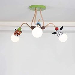 Lampara Araña Infantil Lámpara de techo de la habitación de los niños habitación de los niños moderna lámpara de instalación de dormitorio de niño niña lámpara de techo de diseño animal de dibujos animados creativos (3T)