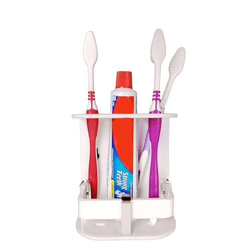 Image of Toothbrush Stand,Wall Stand,Bathroom Wall Stand,Wall Mounted self Adhesive Acrylic Toothbrush Holder,Stand,Tumbler, (Small White)