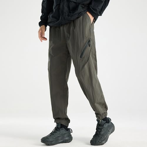 Men Athletic Jogger Sweatpants Drawstring Elastic Waist Workout Sports Nylon Track Pants with Zipper Pockets2