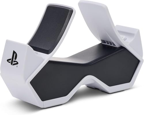 Image of PowerA Twin Charging Station for PS5 DualSense and DualSense Edge Wireless Controllers, AC Adaptor Included, with LED Indicator, Vertical Dual Controller Fast Charging Dock (Officially Licensed)