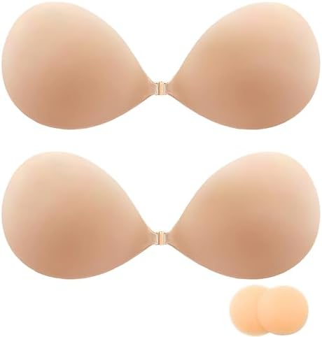 2 Pieces Invisible Strapless Sticky Bra Push up for Women, Ultra ...