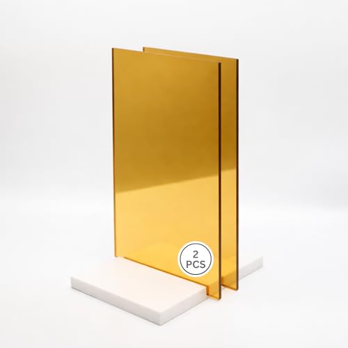 Image of Colorful Acrylic Sheets 8x12 (Pack of 6) - 0.11 Inch Thick Sheets for Arts & Crafts, DIY Projects | Easy to Cut w / CO2 Laser Cutting & Engraving (Gold Mirror Acrylic Sheet 8x12 (Pack of 2))