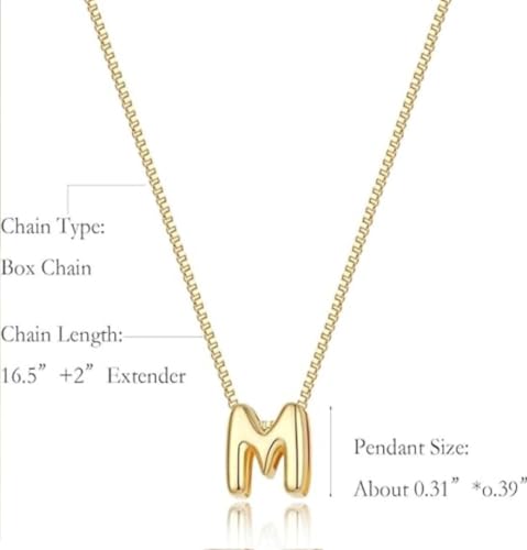 Image of Personalized Bubble Letter Initial Necklace, 14K Gold Plated, Dainty Pendant for Women, Trendy Gold Jewelry