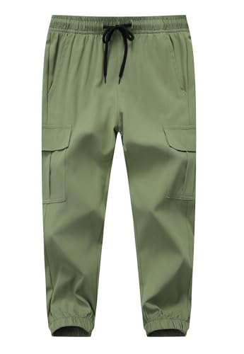 HONCAN Toddler Athletic Hiking Cargo Pants Baby Boys Girls Lightweight Quick Dry Joggers Kids Pull On Outdoor Sweatpants(A0316-Green4T)