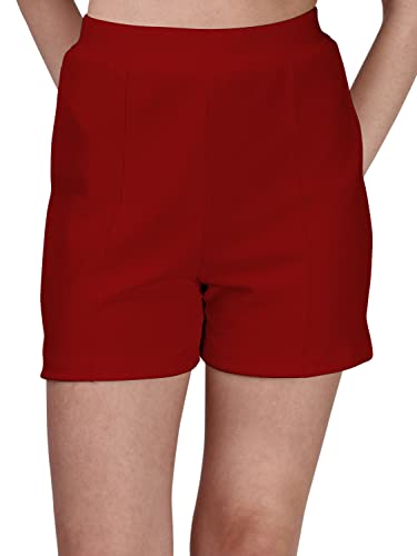 Image of Mehrang Solid Women Black High Waist Shorts for Women and Girls Casual Wear