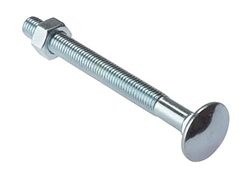 Merriway BH04826 Tornillo y Tuerca de Carro ZP M6 x 100 mm (Paquete, Chapado en Zinc, pack de 10, Set Piezas