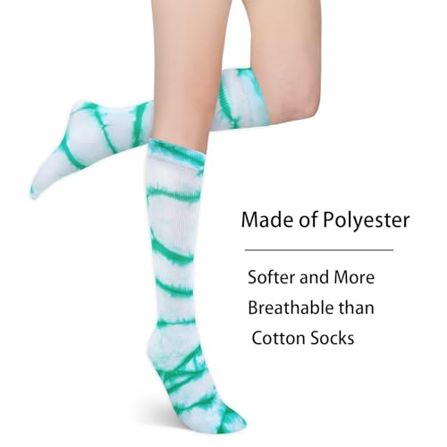 Image of Benefeet Sox Women Girls Thin Nylon Knee High Socks Long Tube Socks Unisex Soft Cozy High Calf Sock Tie Dye /Gradient