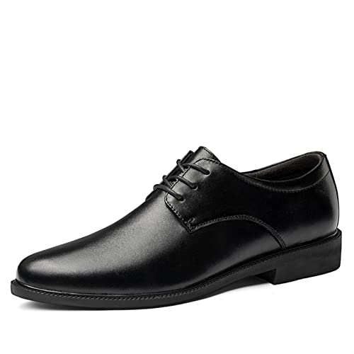 Dress Oxford Shoes for Men Lace Up Height Increasing Elevator Leather Derby Shoes 2.3 Inches Taller Slip Resistant Rubber Sole Low Top Block Heel(Black,10 M US)2