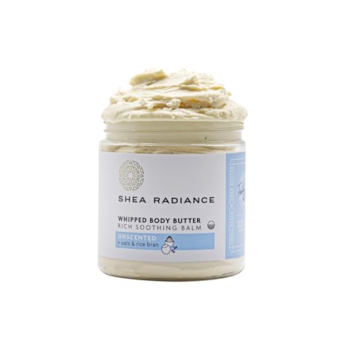 Shea Radiance P.U.R.E. Whipped Shea Butter with Colloidal Oatmeal - Whipped Body Butter Blended with Skin Soothing Oatmeal & Moisturizing Rice Bran Oil | Unscented (5 oz)