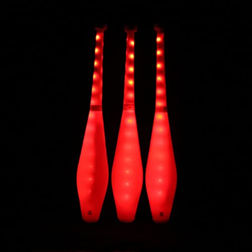 Zeekio - Multi-Color LED Light Up Juggling Clubs - with Charger & Wireless Remote - for Beginners, All Levels - Bright & Vibrant Colors Durable - 20.5”L - Set of 3