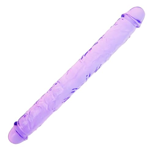 15 * 1.7 Inches Double Dildo Crystal Jelly Realistic Anal Long Dildo Penis Soft and Flexible with Veins and Glans Adult Sex Toys for Women/Men/Lesbian Purple