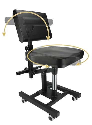 ZG Fourth Gen Hydraulic Tattoo Chair w/Level 3 Explosion-Proof Lift, 360° Rotating Memory Foam Cushion & Adjustable Backrest for Artists and Clients