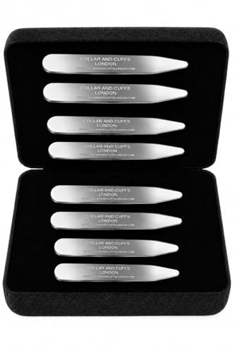 Soportes de cuello para hombre, un regalo elegante de 8 piezas plateadas de 50 mm a 65 mm