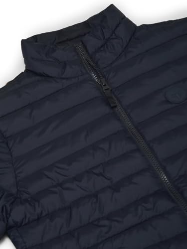 Image of Woodland Men's Dark Navy Solid High Neck Quilted - Lightweight, Nylon Full Zip Winter for Men