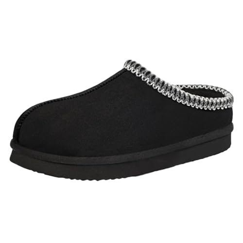 Pantoufles d'hiver femme en daim noir taille 40 2/3 chaussons en peluche chauds