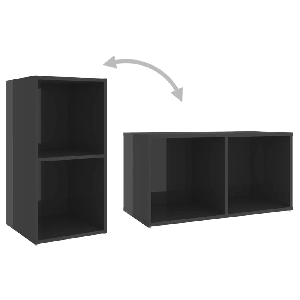 6-TLG. TV-Schrank-Set Hochglanz-Grau, Holzwerkstoff Lowboard für Wohnzimmer, modernes Media-Center mit viel Stauraum, vielseitig aufstellbar