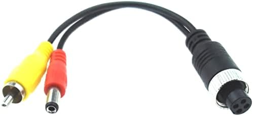 priaolker 20cm/7.88" 4 Pin Female Aviation Plug to RCA Male and DC Male Connector Cable, RCA AV + DC to M12 4 Pin Extension Cable for Surveillance Camera Car Camera Video and Audio - (1 Pcs)