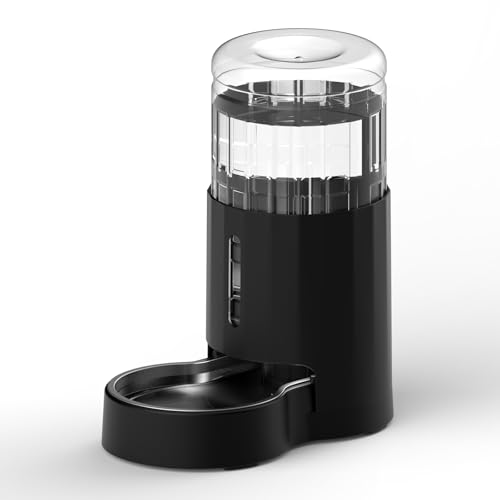 JUNSPOW Fuente de Agua para Gatos con Cuenco de Acero Inoxidable de 4 L, sin Electricidad y dispensador de Agua automático ultrasilencioso para Perros Grandes/Gatos domésticos, Color Negro - imagen 3