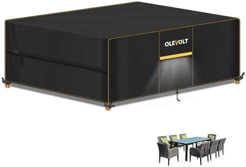 OLEVOLT Gartenmöbel Abdeckung Wasserdicht Loungemöbel Abdeckung Winterfest | Schutzhülle Gartenmöbel Abdeckung Gartentisch Plane für Gartenmöbel 420D Oxford Abdeckhaube für Tisch S