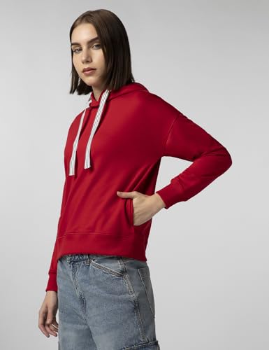 Image of FYLTR Women's Casual Hoodie with Stripe Tape - Rib Hem & Cuff | Drop Shoulder | Sweatshirts for Women | Winter Hoodie for Women