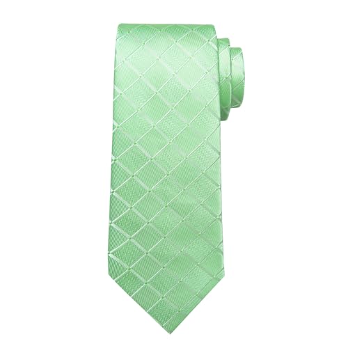 Image of DiBanGu Striped Tie Set for Men Silk Woven Plaid Necktie and Pocket Square Cufflinks Business Wedding