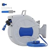 Avvolgitubo Automatico da Parete Con Tubo PVC 20M Tre Strati, Supporto Metallico Girevole 180°, Blocco Lunghezza, Irrigazione Giardino, Lavaggio Auto e Pulizia Domestica