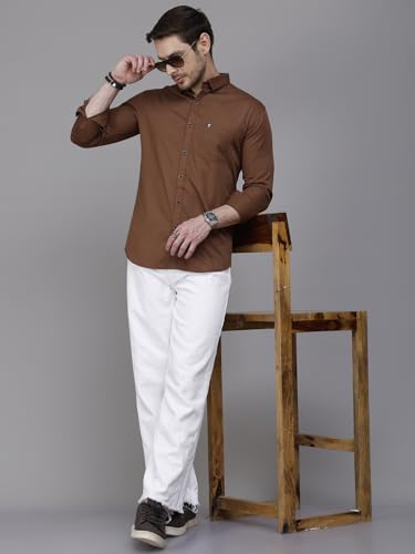 Image of Majestic Man Comfort Slim Fit Solid Pure Cotton Casual Shirt