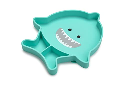 Image of melii Divided Silicone Suction Plate for Babies and Toddlers – 100% BPA-Free, Dishwasher, Microwave Safe, Non-Toxic Baby Feeding Plate - Fits Most High Chairs, Age 6 Months - (Shark)