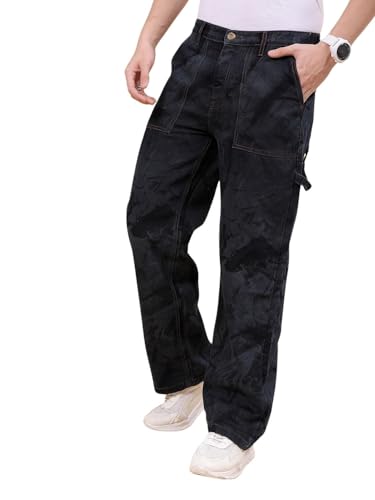 Image of The Indian Garage Co Men Baggy Solid Mid-Rise Stretchable Jeans