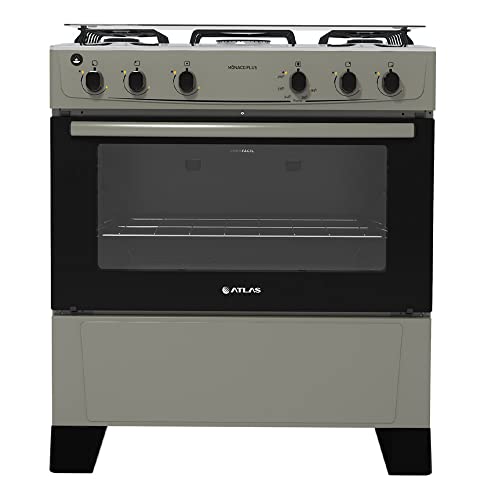 Fogão 5 bocas Atlas Mônaco Plus Titanium com Acendimento Automático e Mesa Inox